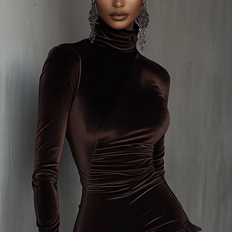 Elegancka asymetryczna sukienka damska z koronkowym wykończeniem